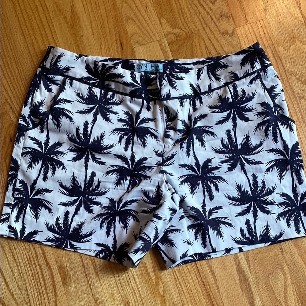 Cynthia Rowley Black and White Palm Print Shorts - Picture 1 of 4